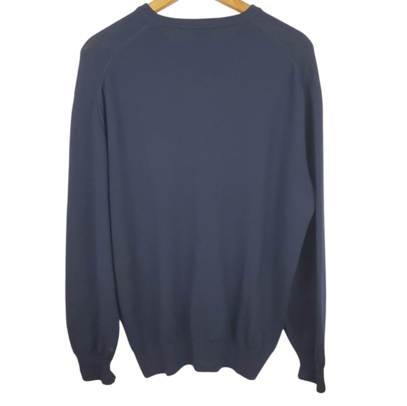 Giorgiolini Men's Merino Wool V-neck Sweater. Navy Blue. XL - Picture 8 of 12